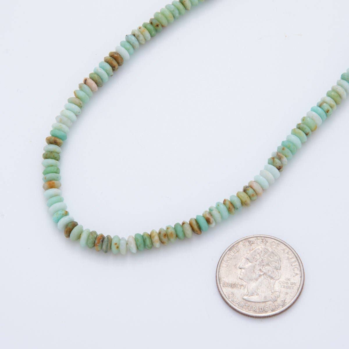 16K Gold Filled Teal Amazonite Rondelle Gemstone Bead 16 Inch Choker Handmade Necklace | WA-957