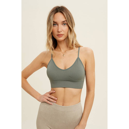 RIBBED SEAMLESS LOW BACK BRALETTE / WL22-6606