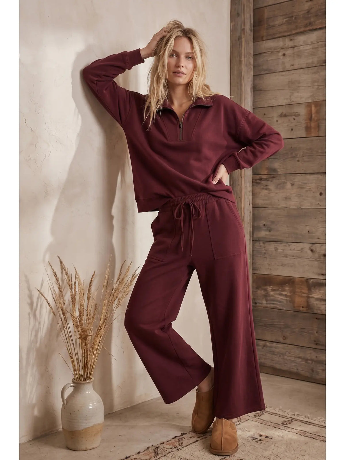 Half Zip Pull Over & Wide Leg Pant Set