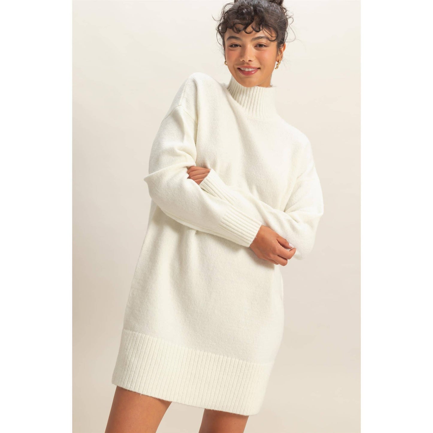 High Neck Sweater Mini Dress