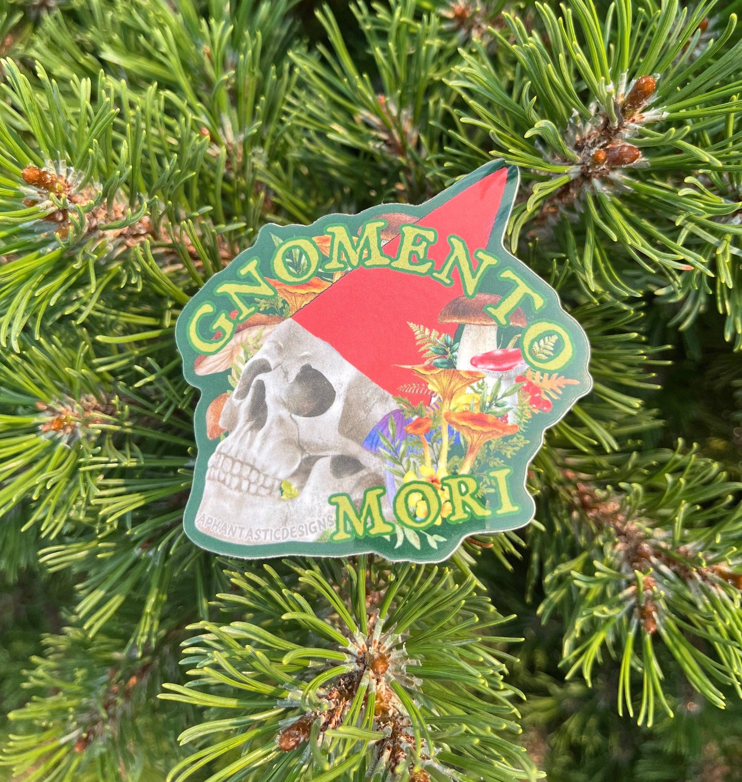 Gnome Memento Mori Skull Vinyl Sticker