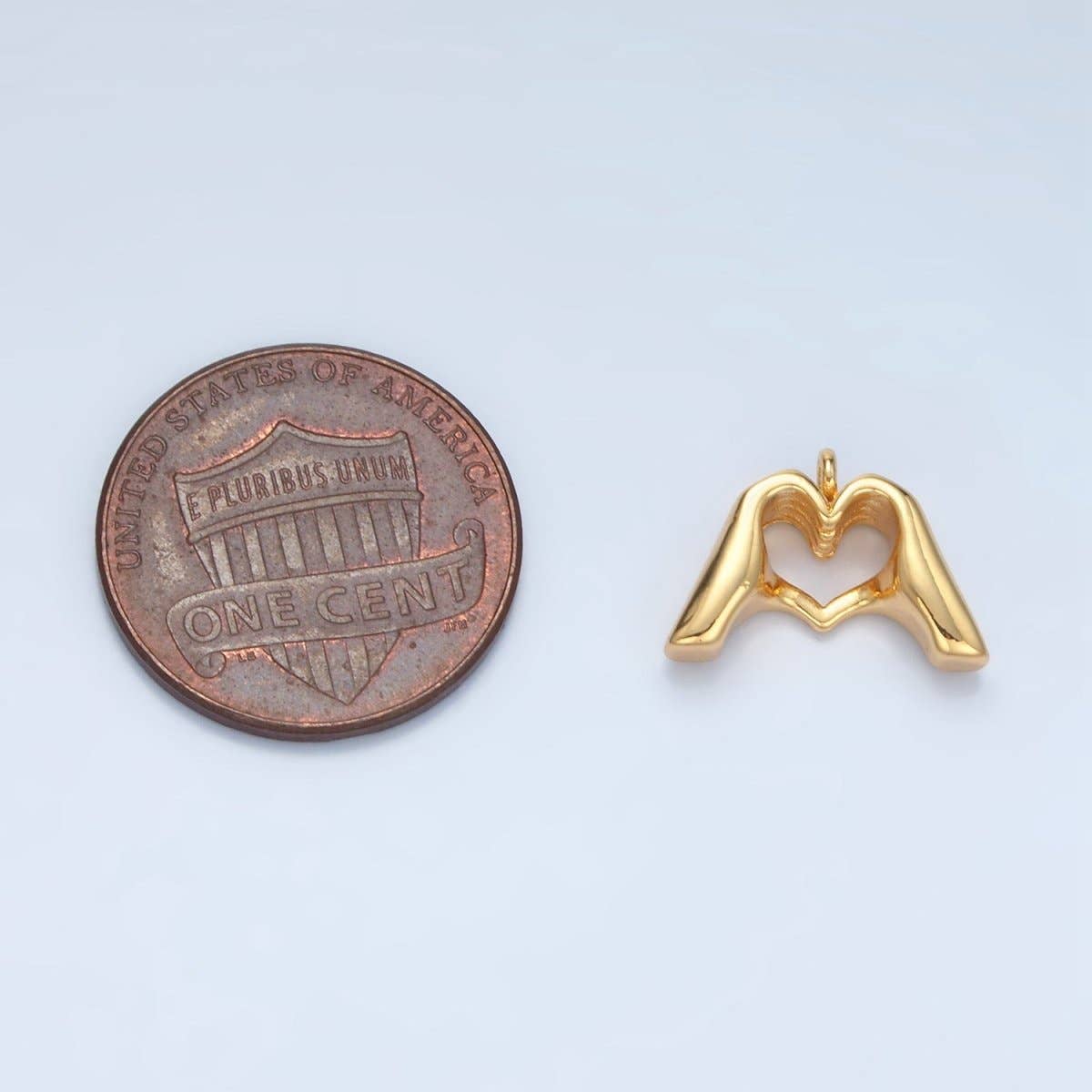 24K Gold Filled Heart Hand Gesture Multidimensional Charm in Gold & Silver | E372
