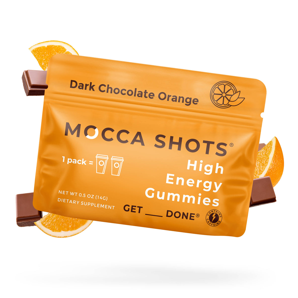 Mocca Shots Chocolate Orange Caffeine Gummy | 12-Pack