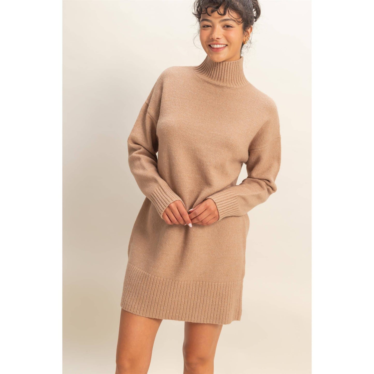 High Neck Sweater Mini Dress