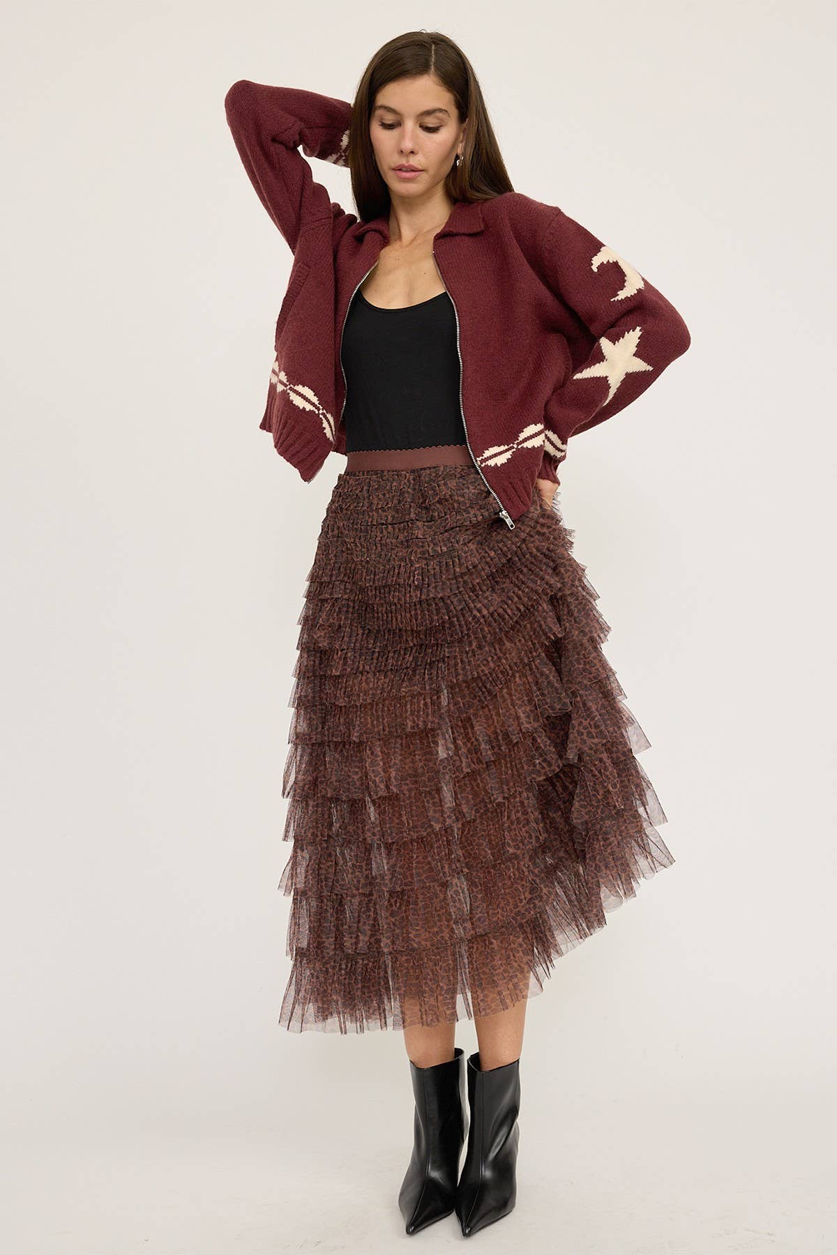 Cozy Pattern Zip Sweater Jacket - RSW1001-1