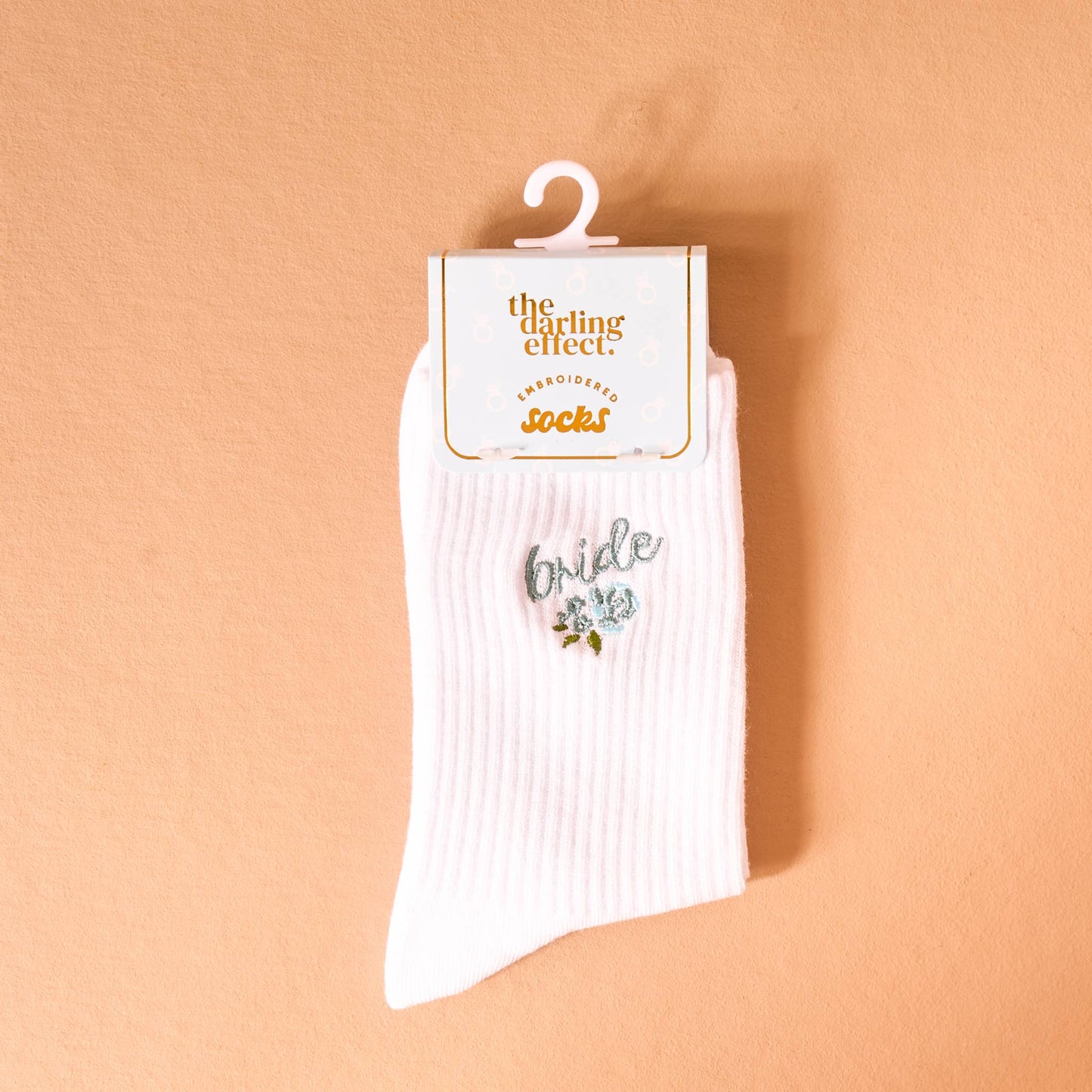 Embroidered Crew Socks-Bride