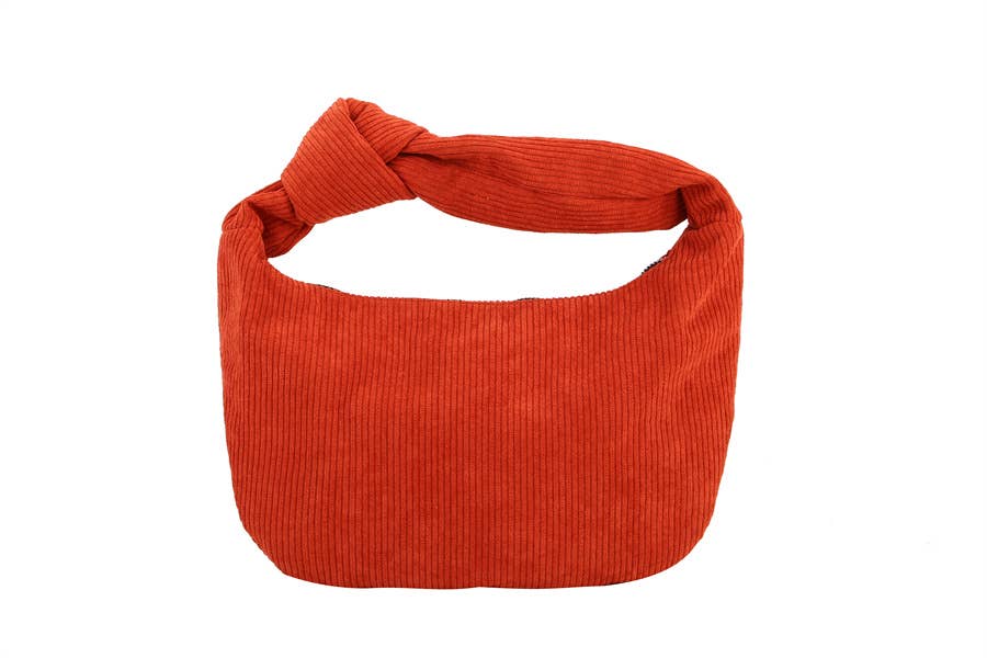 Corduroy Knot Top Handbag