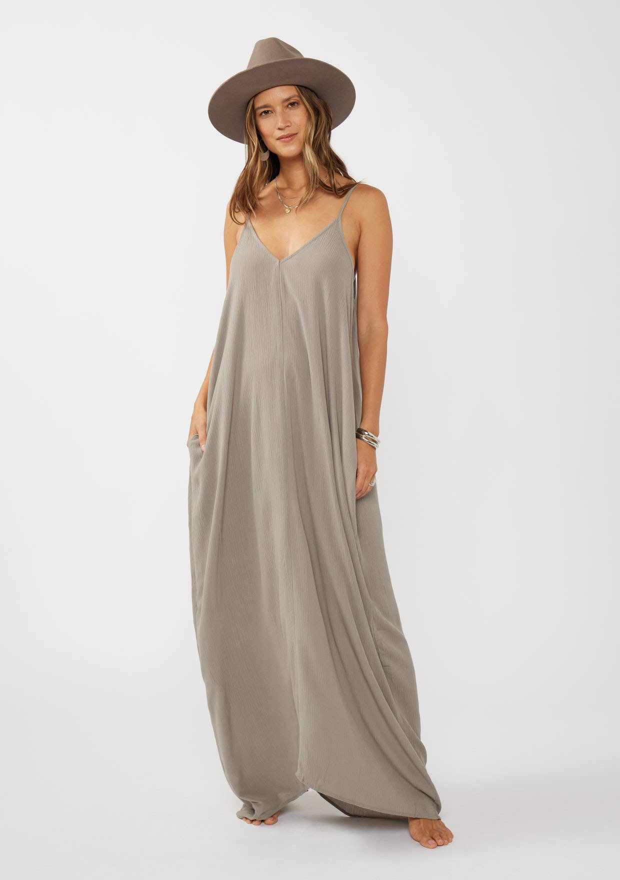 The Original V-Neck Cocoon Maxi Dress with Pockets