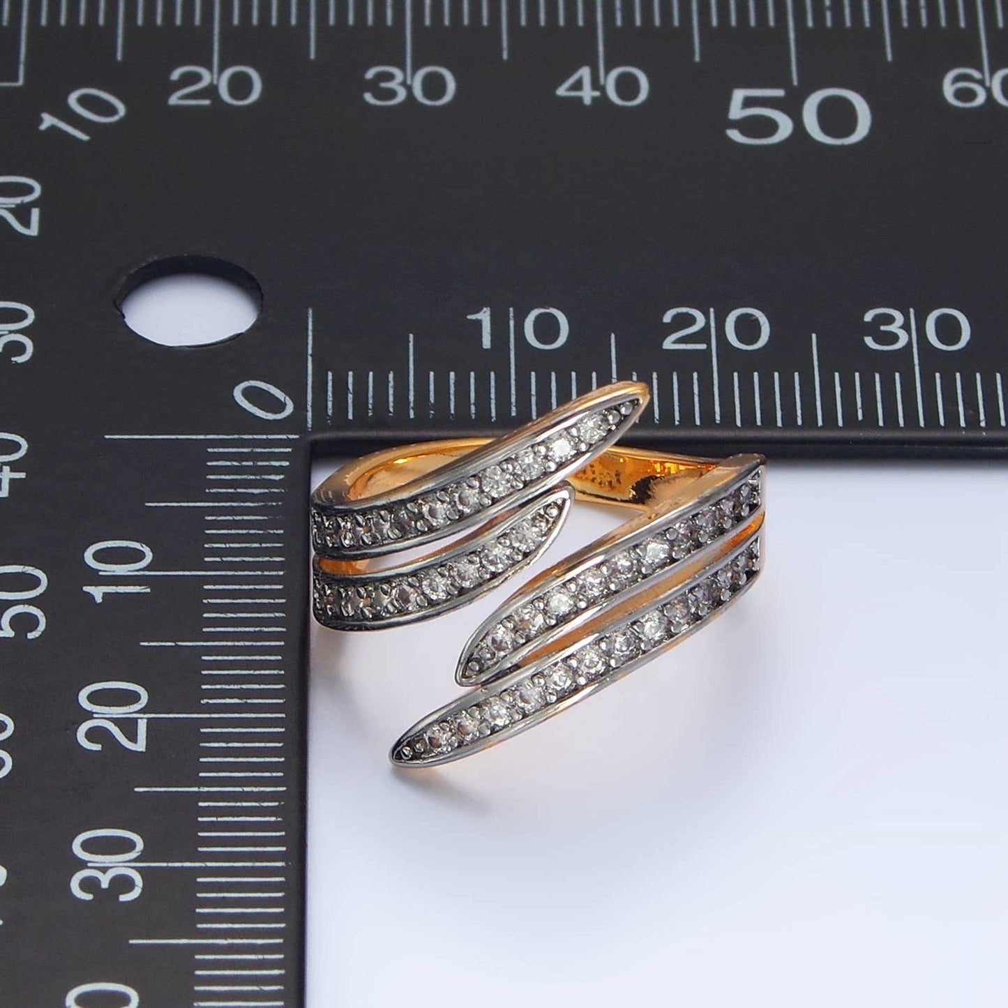 24K Gold Filled CZ Multiple Band Wrap Ring | O1420