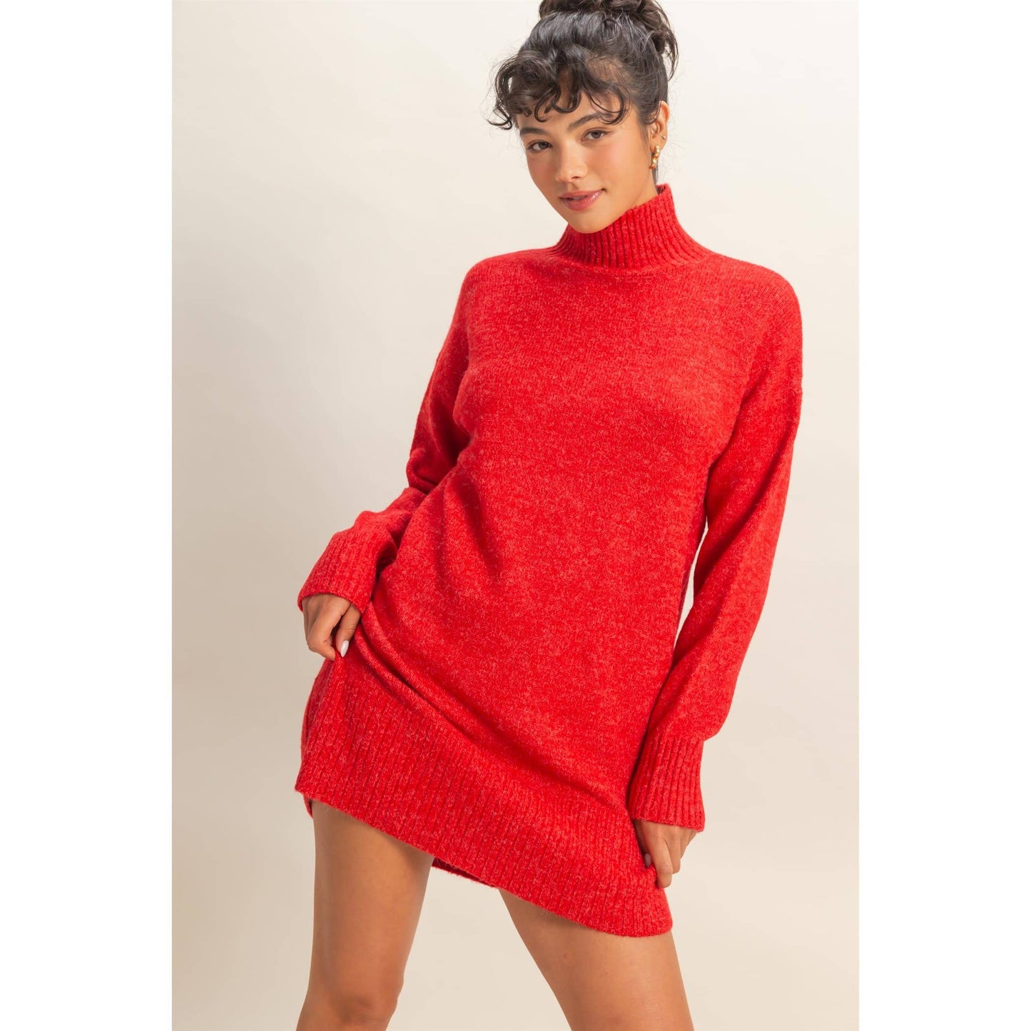 High Neck Sweater Mini Dress