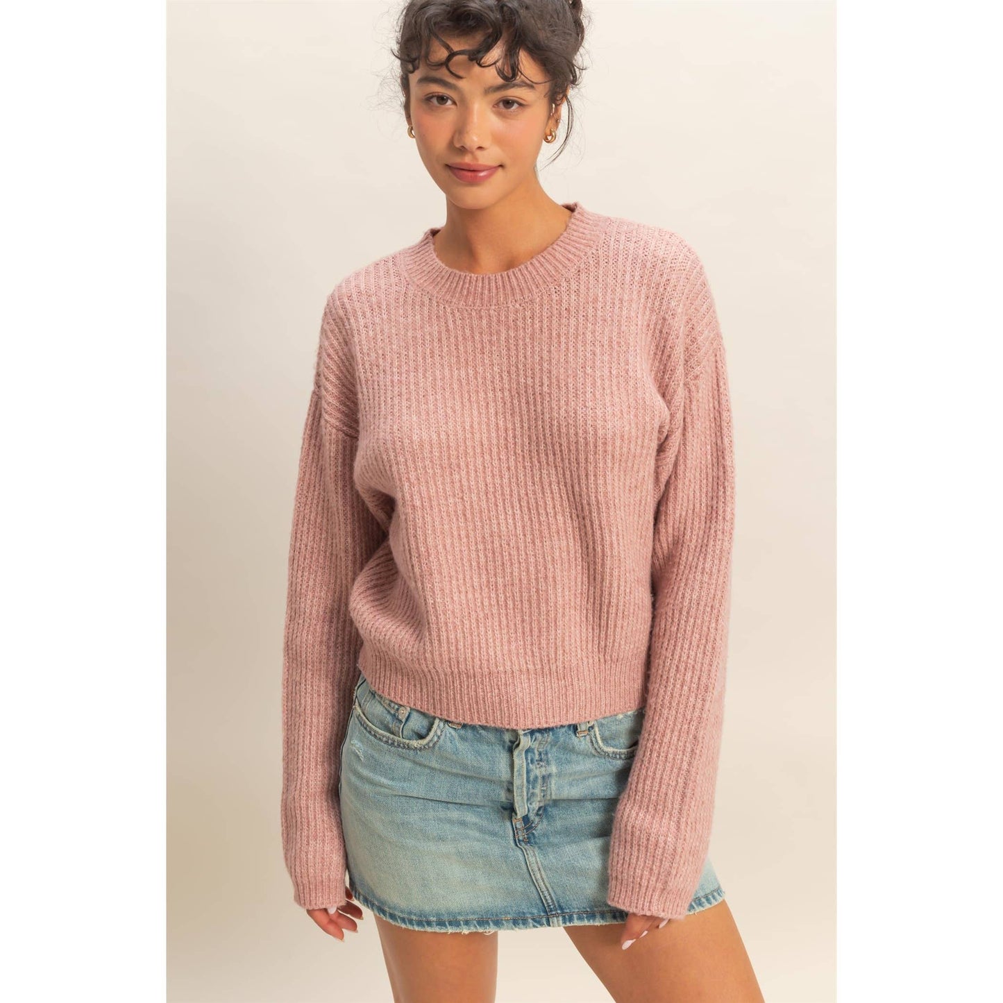 Ribbed Crew Neck Sweater