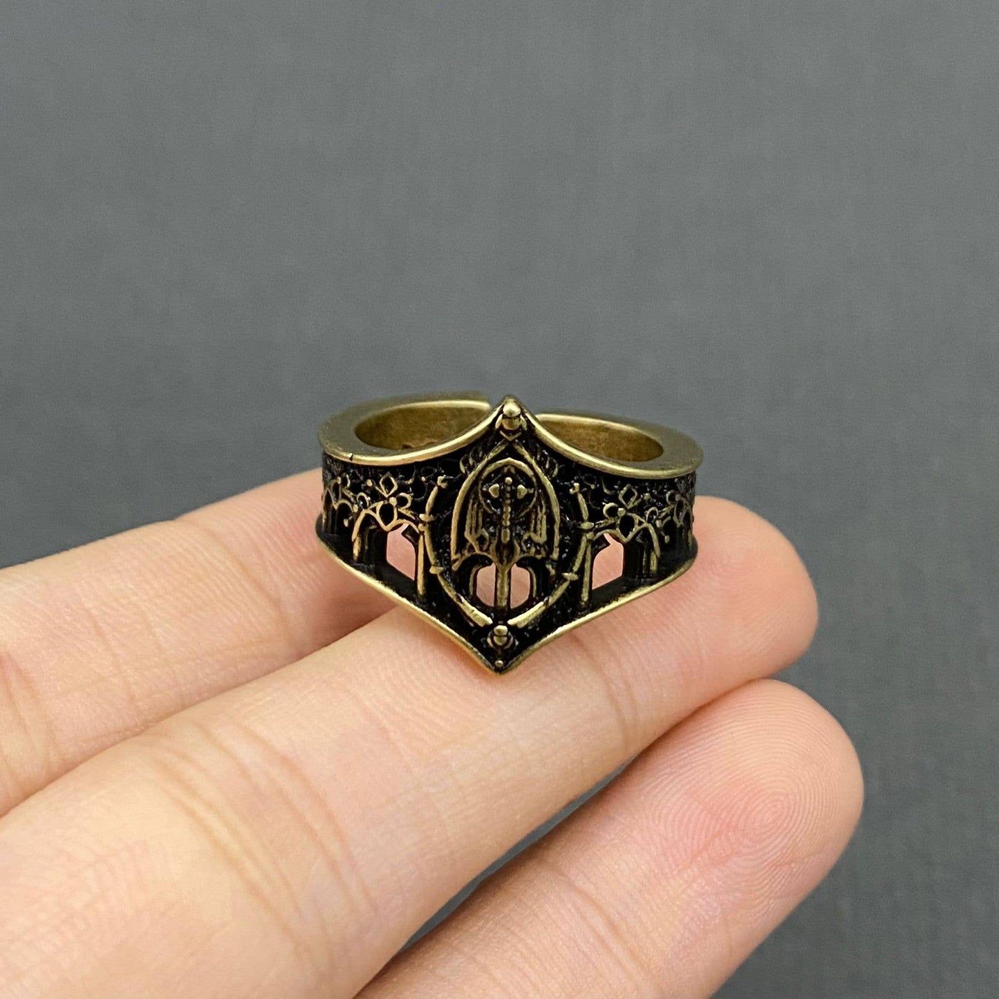 Vintage Gothic Style Castle Bronze Ring - GT