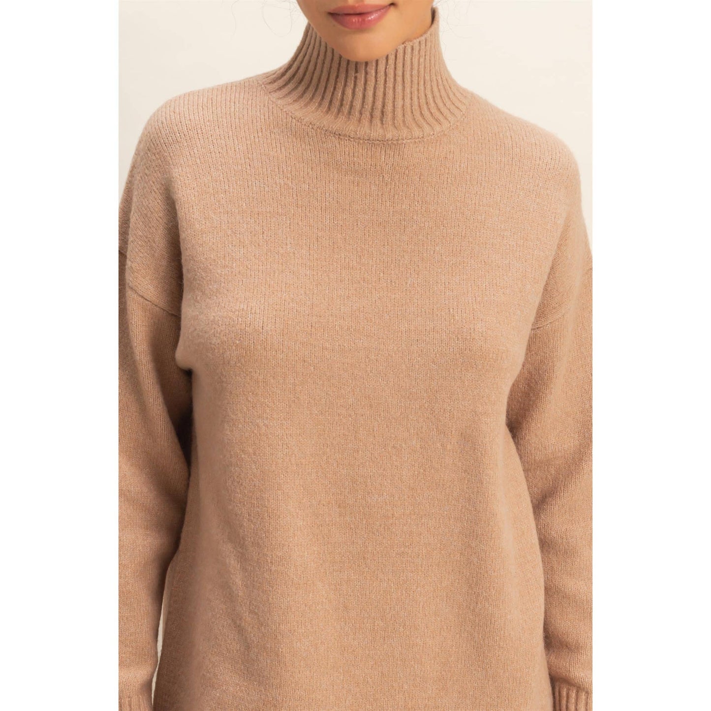 High Neck Sweater Mini Dress