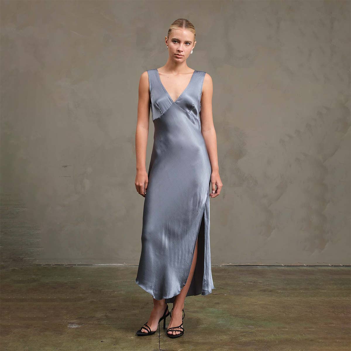 Side Slit Satin Dress - RD1010