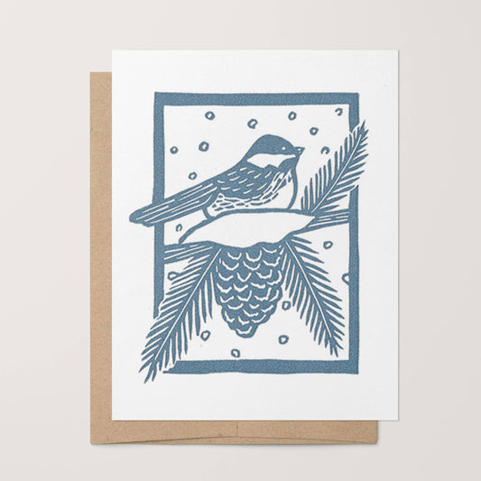 Snowy Chickadee Holiday Card