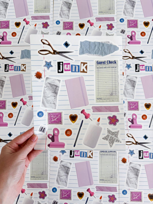 Junk Journal 8x10 Sticker Sheet