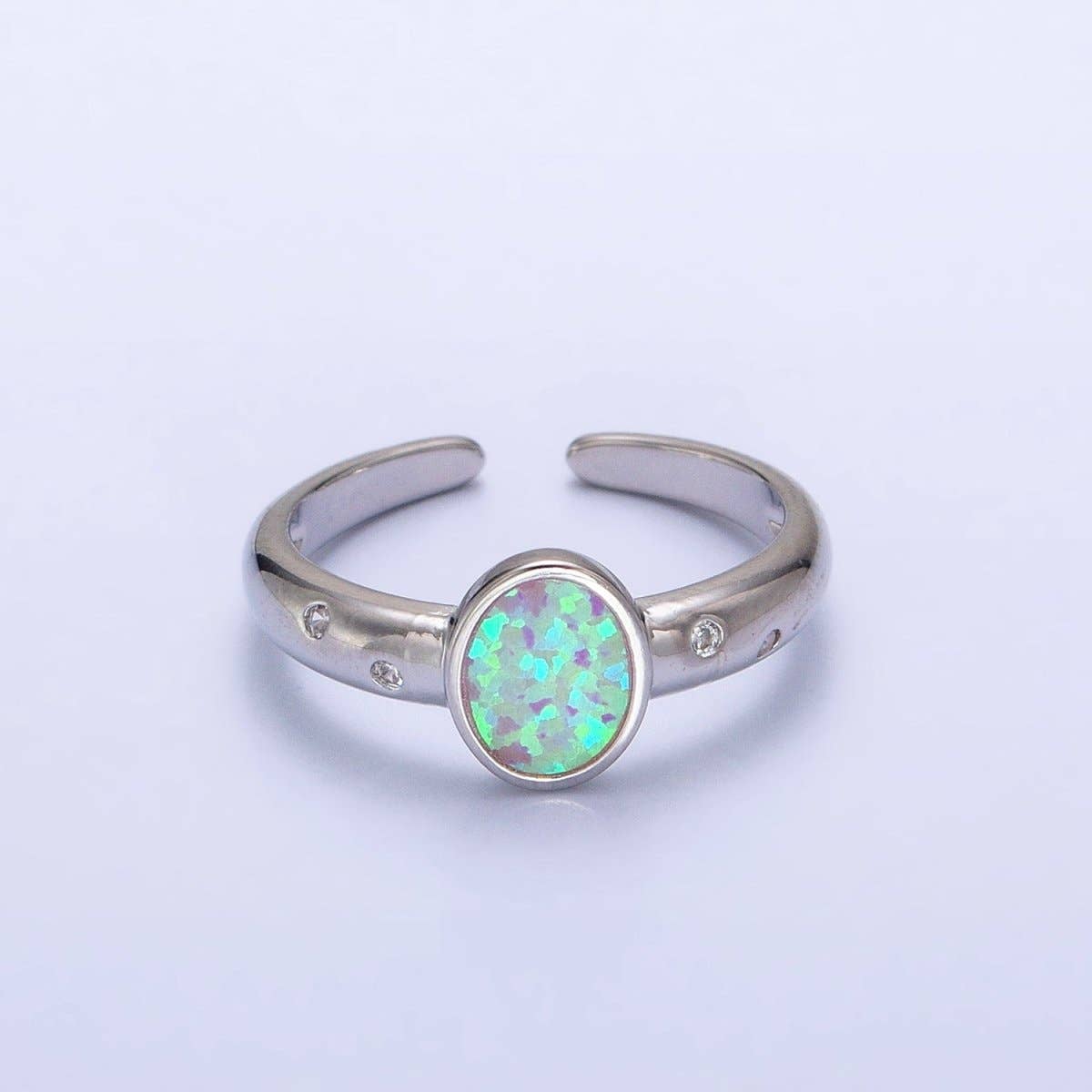Dainty Gold Fill Fire Opal Ring Oval Ring Open Adjustable Ring O-1785~O-1788