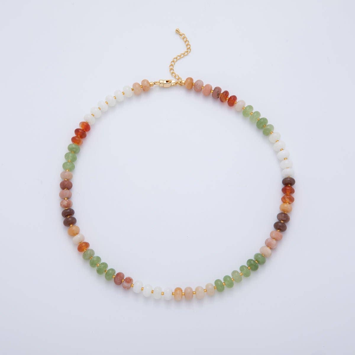18K Gold Filled Splashed Earth & Sky Toned Color Colorful Gemstone Beaded Necklace 17.3 Inch with Extender | WA3302 - WA3315