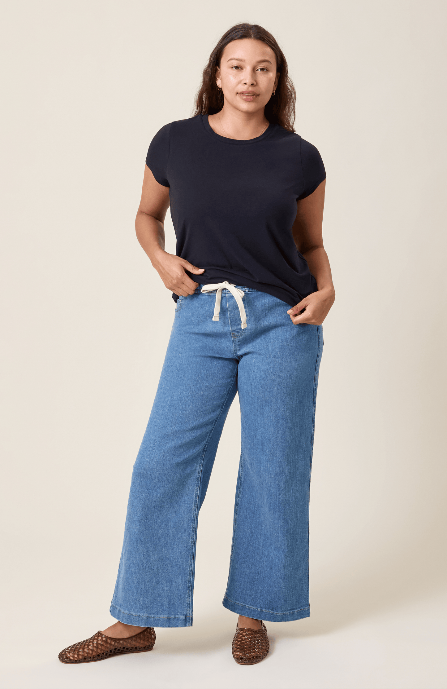 Drawstring Wide Leg Maternity & Postpartum Jean