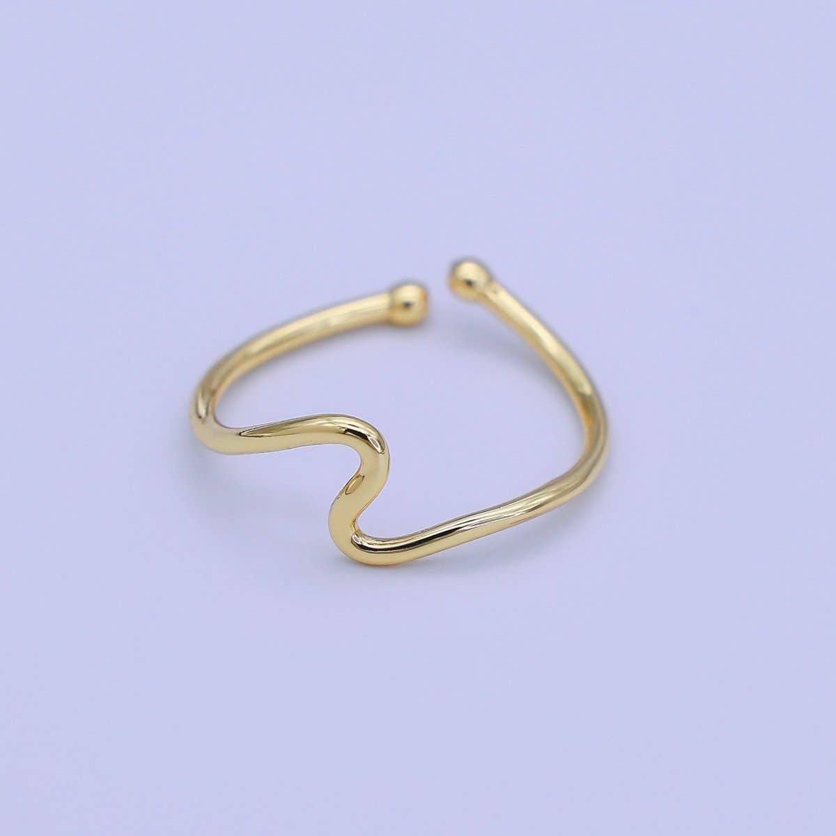 Minimalist Ring Gold Open Ring Wave Curvy Ring, Thin Ring Gold Ring Dainty Stackable Ring Adjustable Ring.R-084