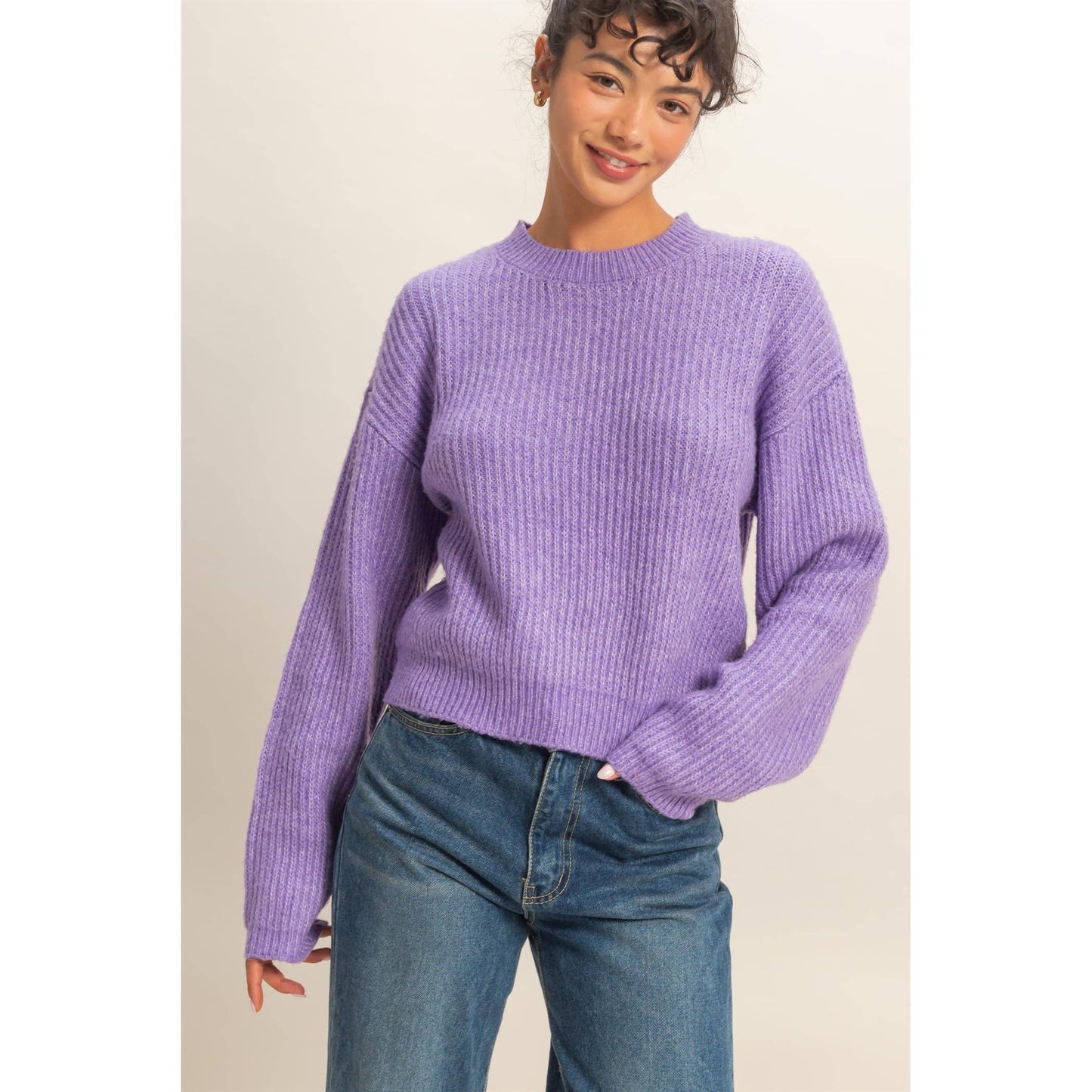 Ribbed Crew Neck Sweater