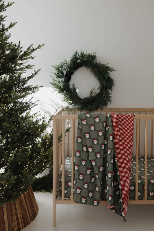 Muslin Quilt | Red Gingham & Santa Checkerboard