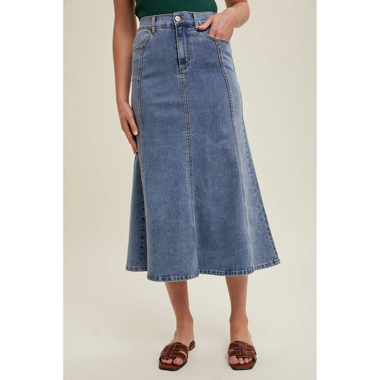 FLARE MIDI DENIM SKIRT / WL24-9334