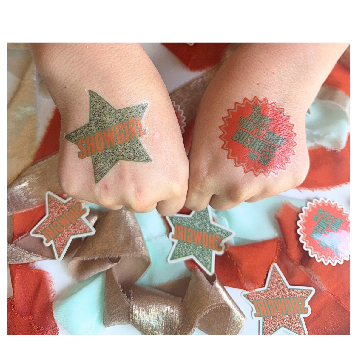 Showgirl temporary tattoos for release|showgirl party