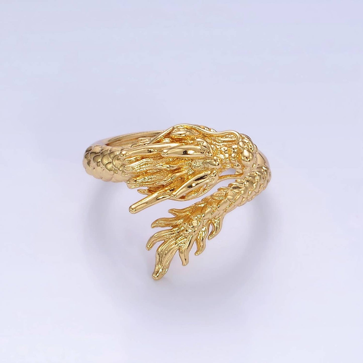 14K Gold Filled Artisan Scaled Dragon Wrap Ring | O1360