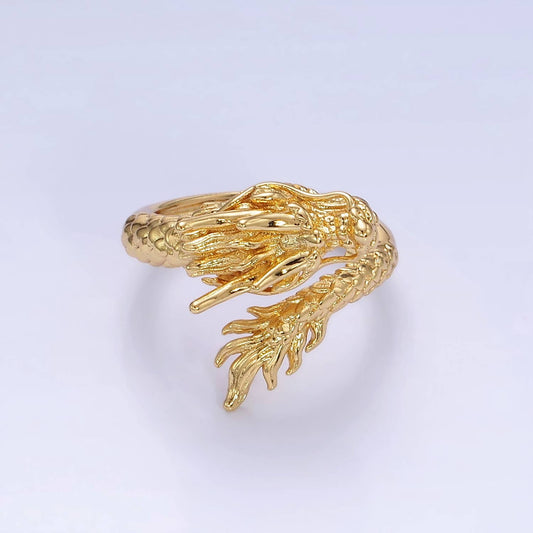 14K Gold Filled Artisan Scaled Dragon Wrap Ring | O1360