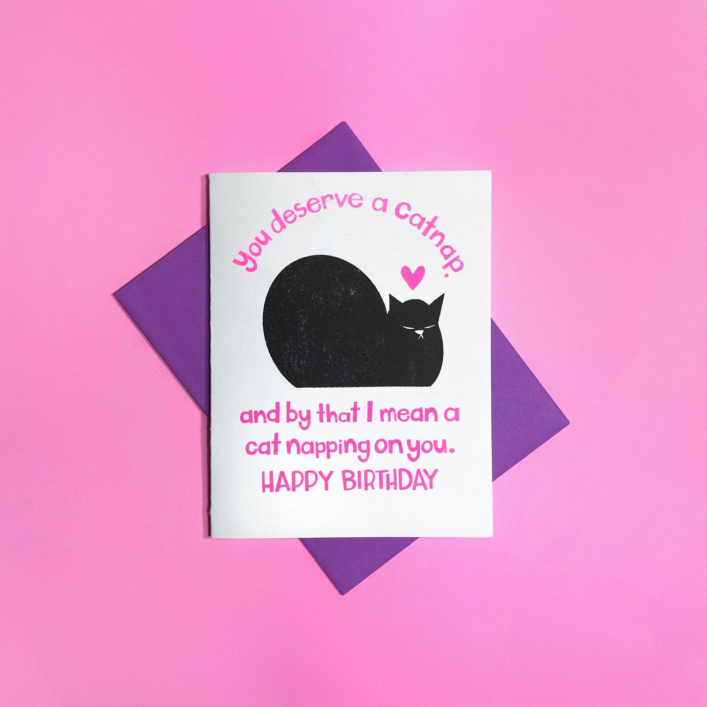 Cat Nap Birthday - Cute Letterpress Greeting Card
