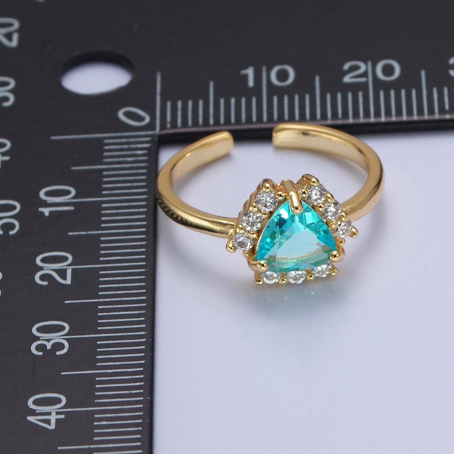 Purple / Teal Triangle Micro Pave Cubic Zirconia Promise Ring O-784 O-785