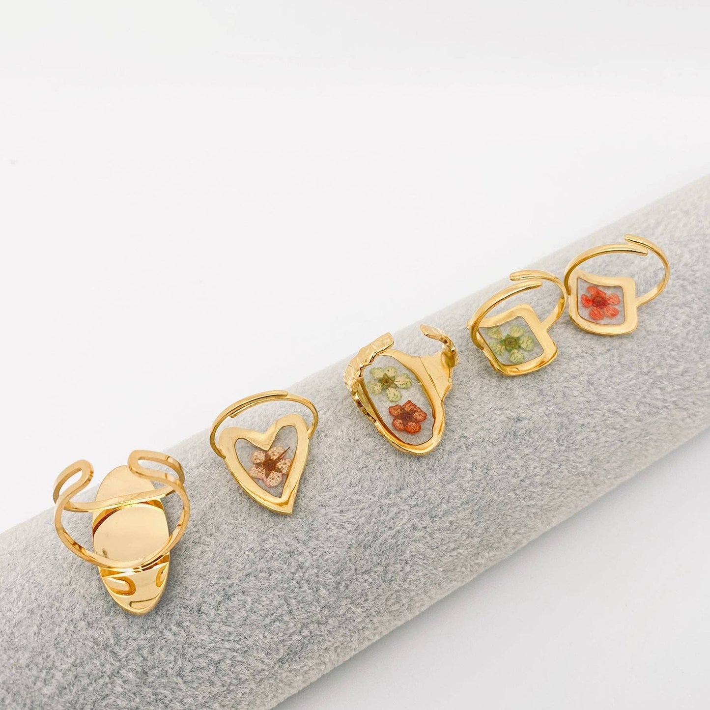 18K Gold Plated Stainless Steel Floral Ring - FGS/PDF