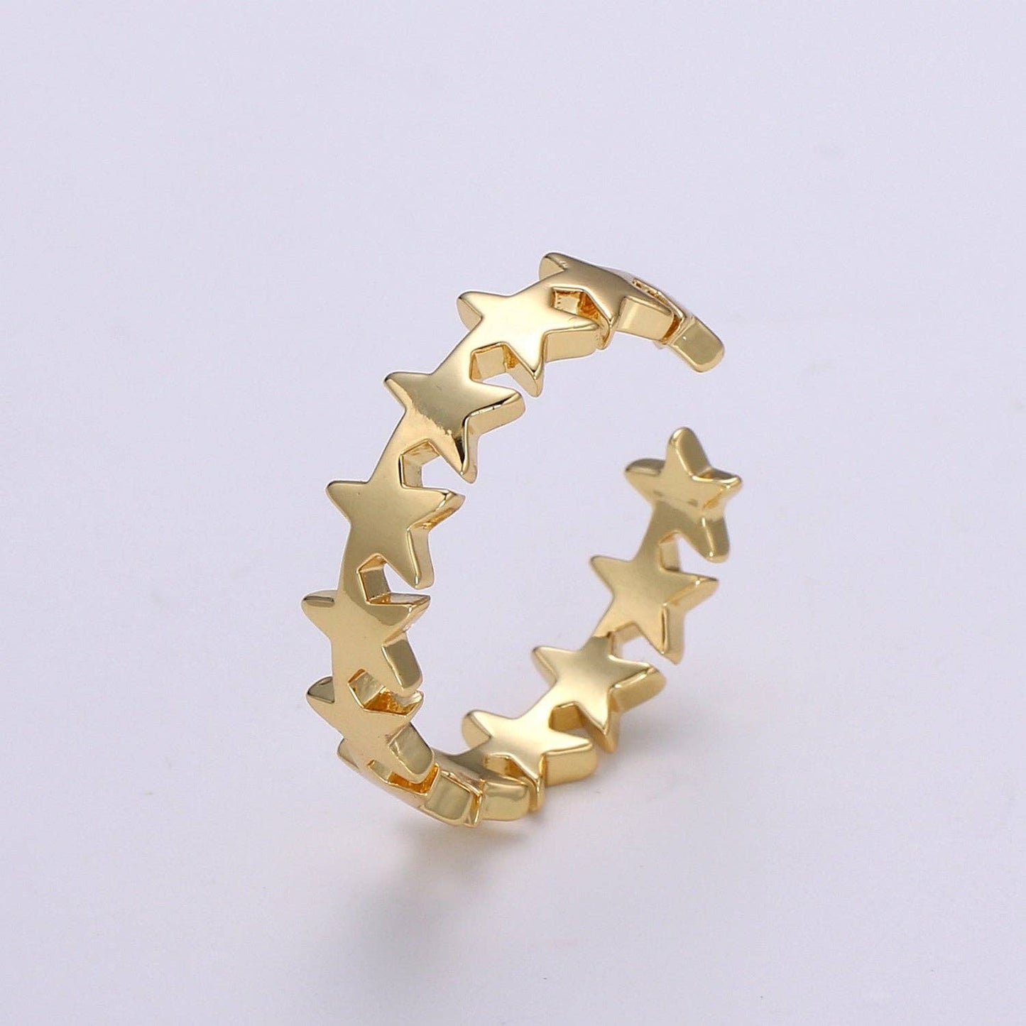 Gold Celestial Star Ring Open Ring for Statement Ring Stacking Jewelry Size 5.5 Ring 24k Gold Filled Ring R332