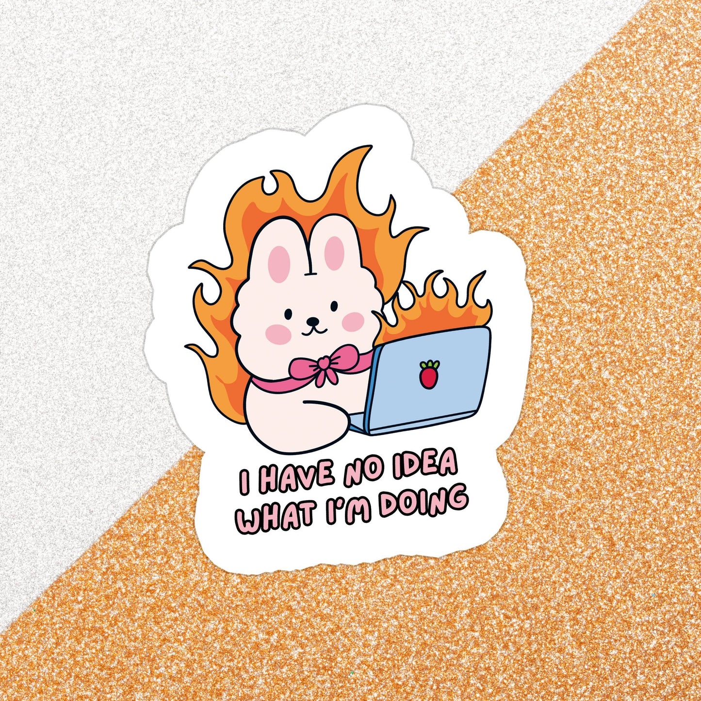 Relatable Funny Work Bunny Waterproof Vinyl Sticker