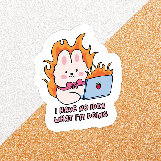 Relatable Funny Work Bunny Waterproof Vinyl Sticker