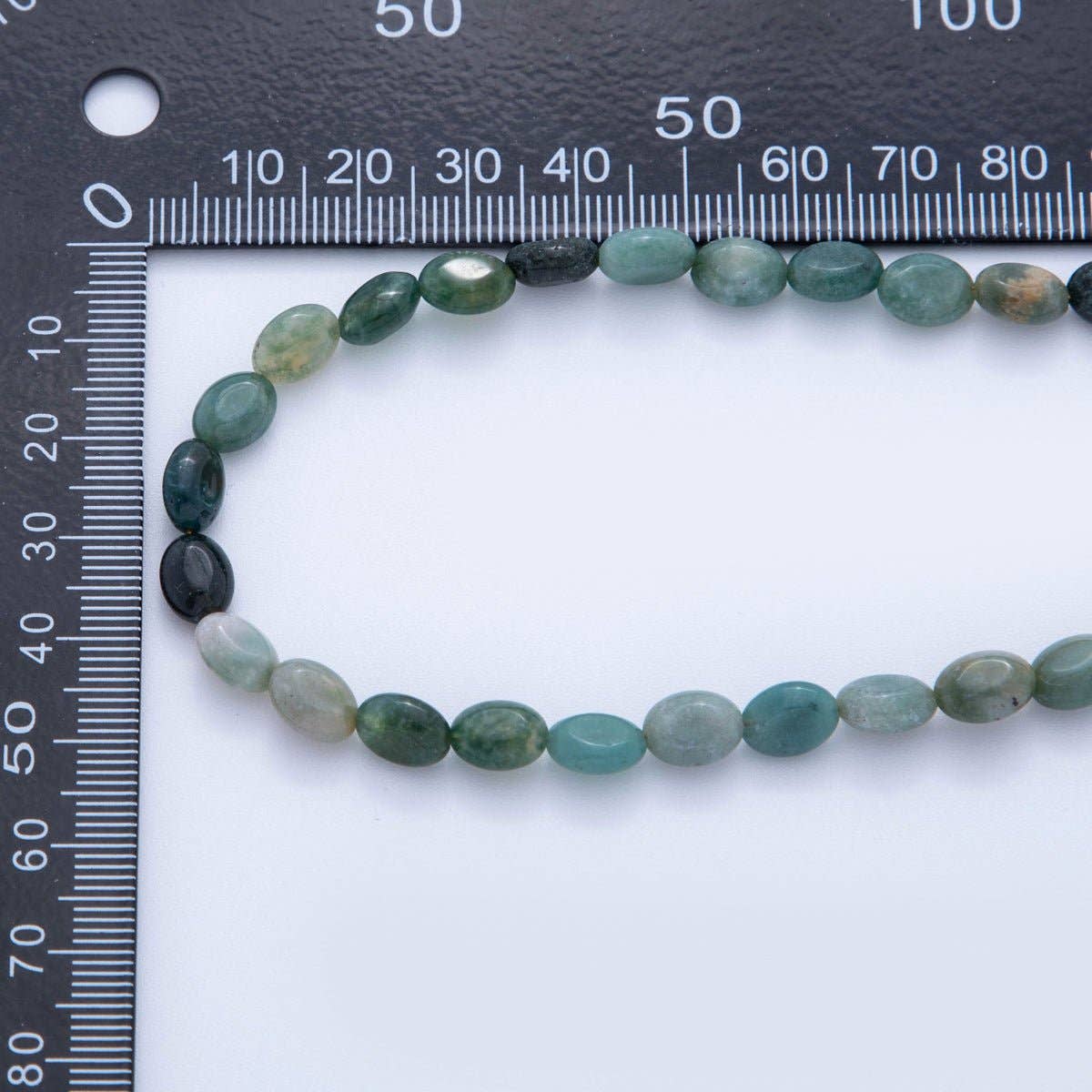18K Gold Filled 6.5mm Green Aventurine Gemstone Oblong Oval Gemstone Bead 15.5 Inch Handmade Necklace | WA-3282