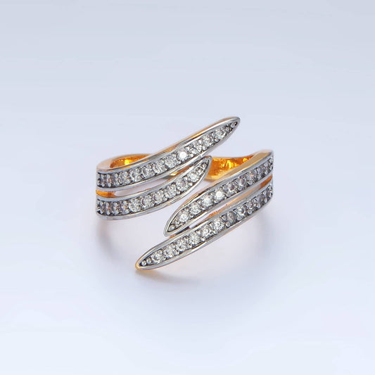 24K Gold Filled CZ Multiple Band Wrap Ring | O1420