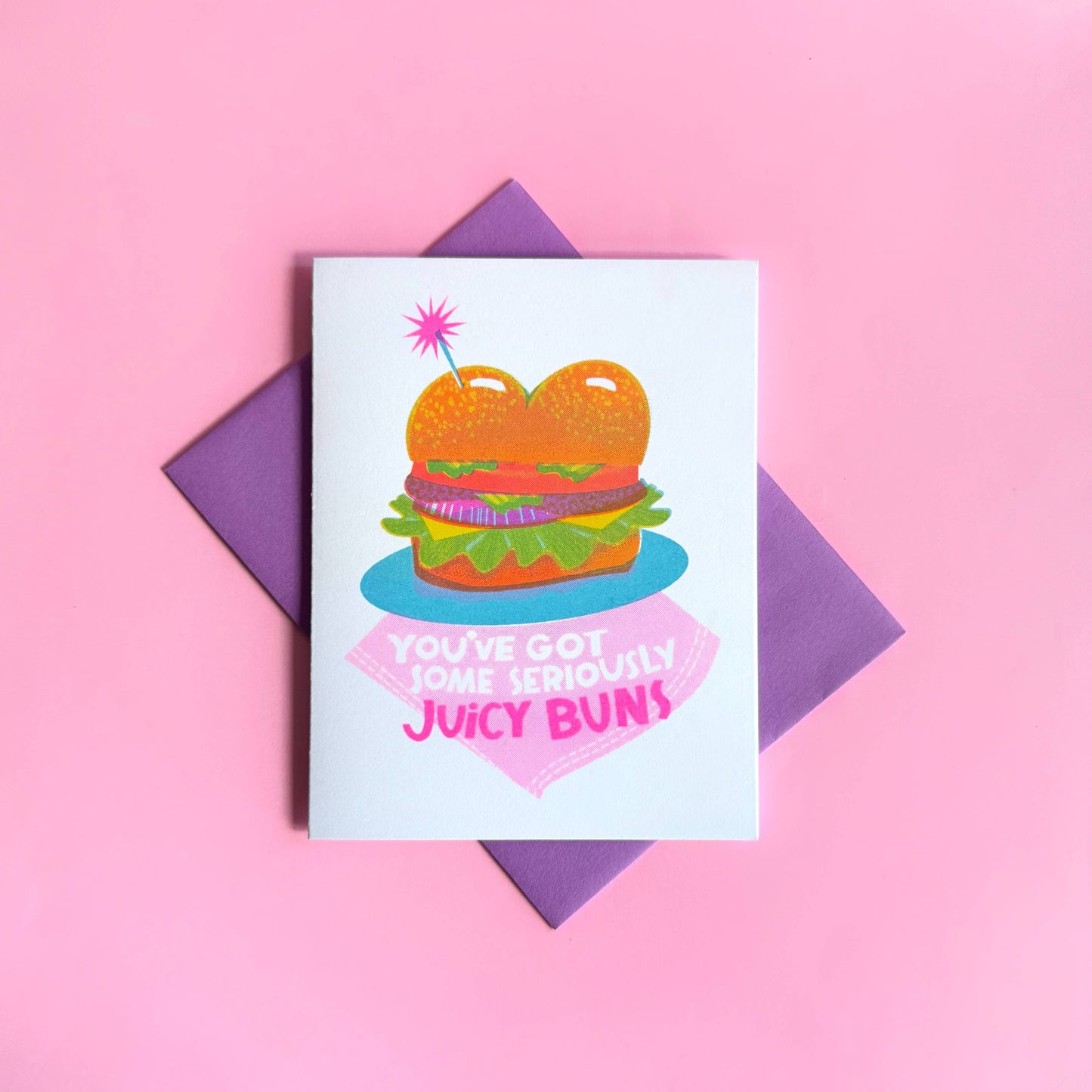 Juicy Buns - Risograph Greeting Card