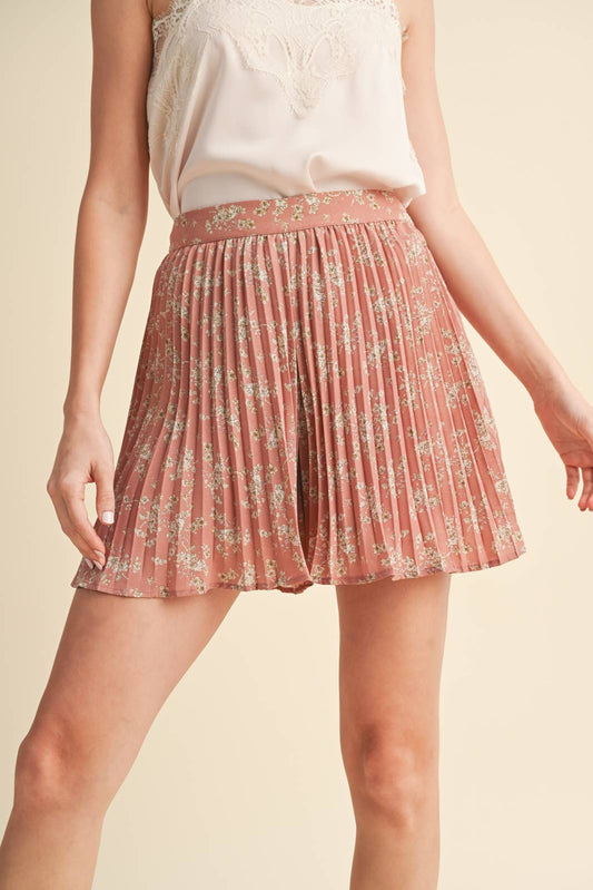 FLORAL PLEATED SHORTS / WL24-8493