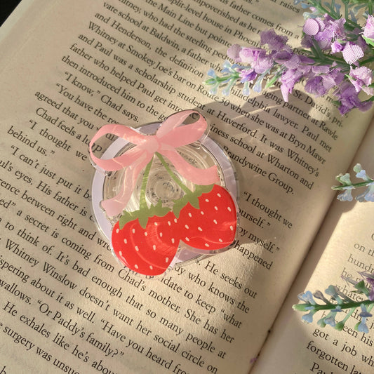 Strawberry Bow MagSafe Magnetic Phone Kindle Tablet Grip