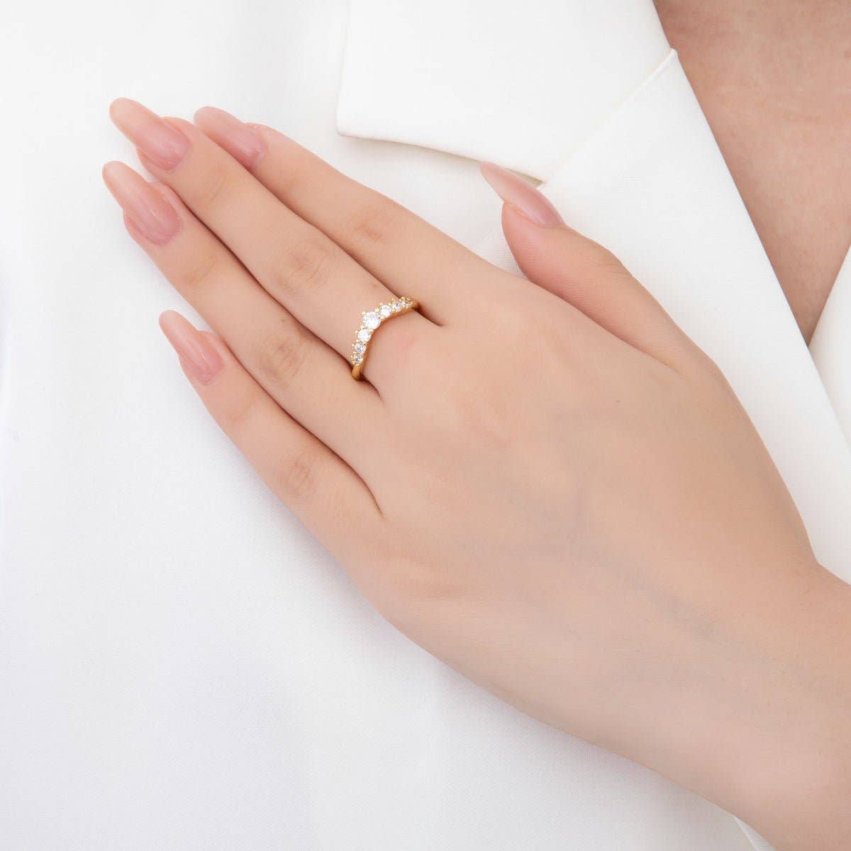 18K Gold Filled Micro Paved CZ Gradient Crown Adjustable Ring | O-2251