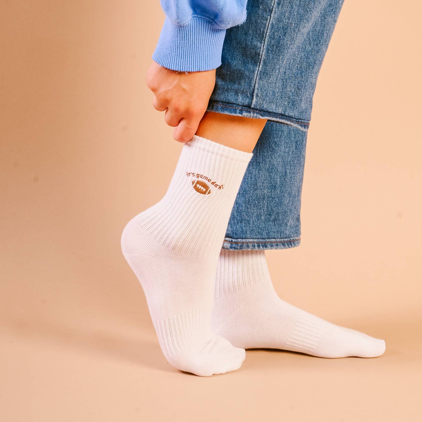 Embroidered Crew Socks-It's Game Day
