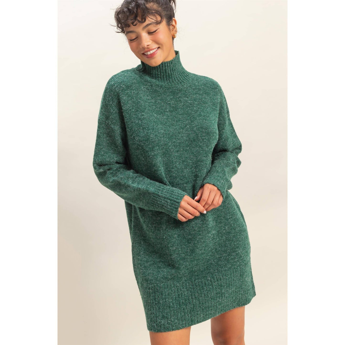 High Neck Sweater Mini Dress