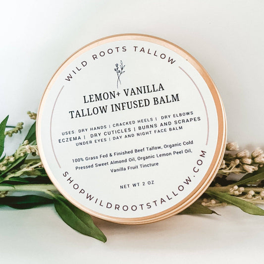 Lemon + Vanilla Tallow Hand + Body Balm Protective Skin Balm
