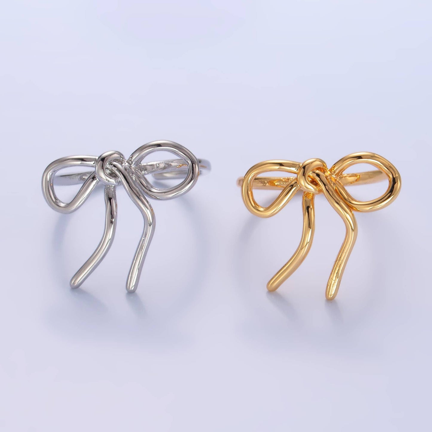 24K Gold Filled Minimalist Adjustable Ribbon Bow Ring