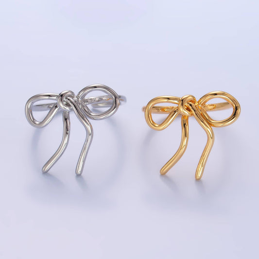 24K Gold Filled Minimalist Adjustable Ribbon Bow Ring