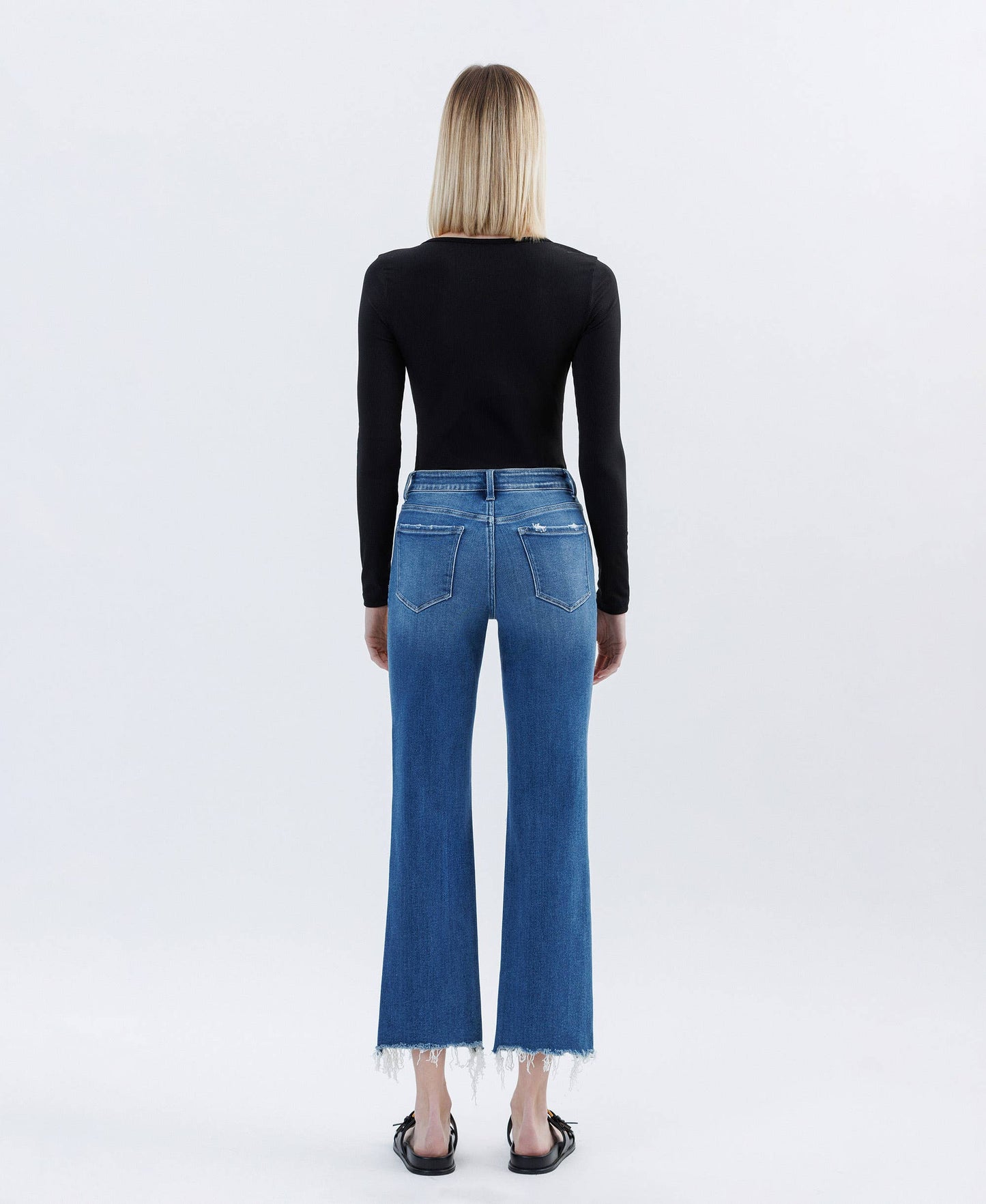 HIGH RISE DISTRESSED CROP STRAIGHT JEANS LV1669