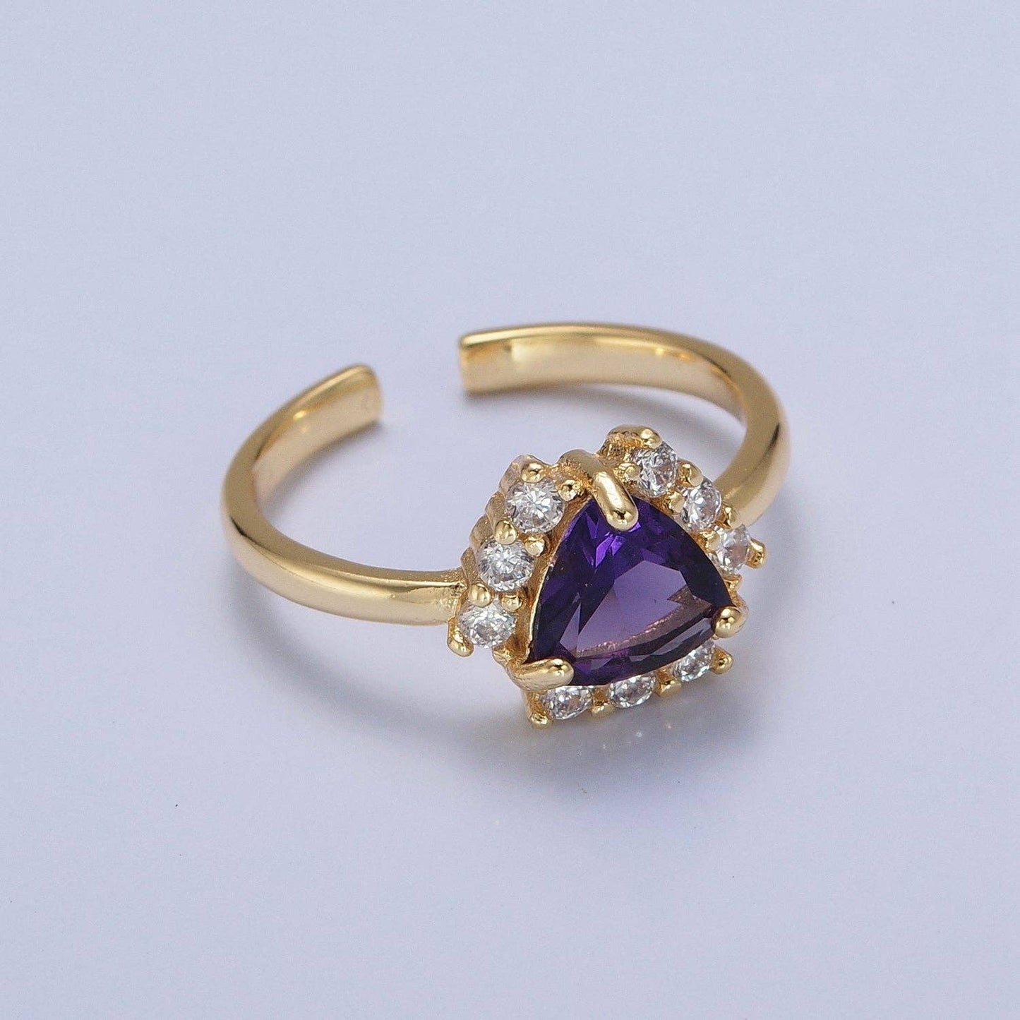 Purple / Teal Triangle Micro Pave Cubic Zirconia Promise Ring O-784 O-785