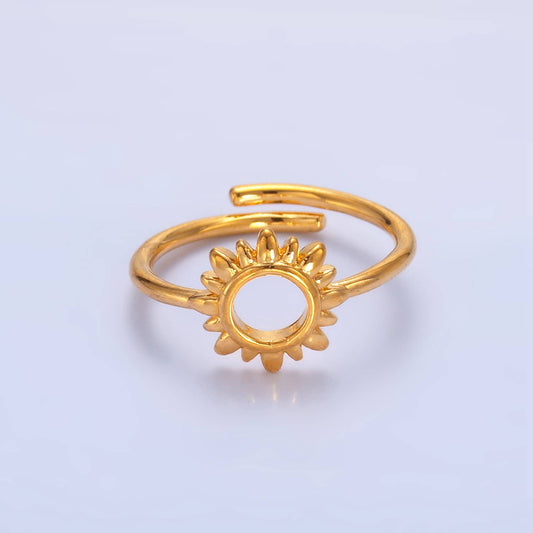 24K Gold Filled Minimalist Celestial Sun Open Ring | R018